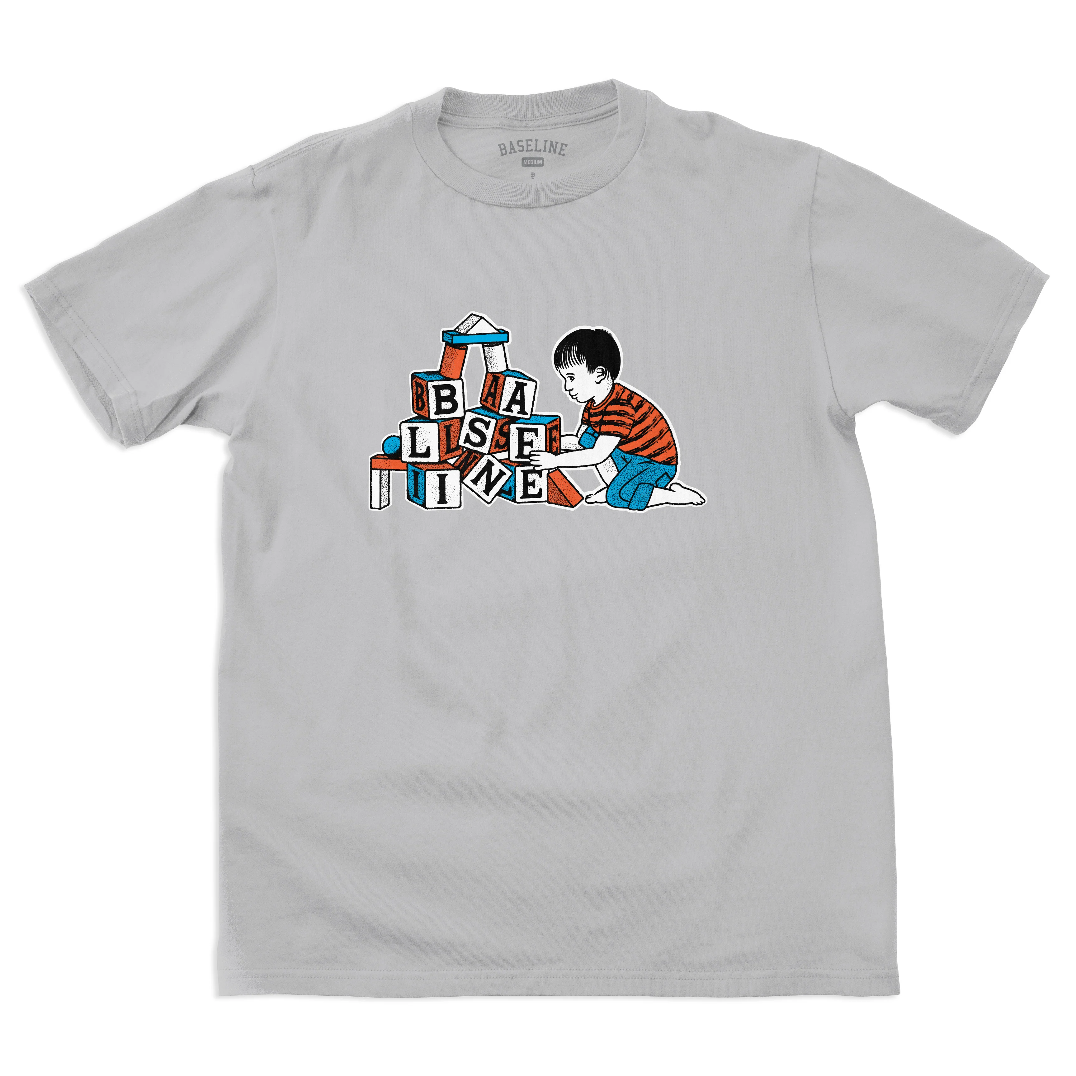 Baseline - Blockhead Tee (Grey Melange/Red & Blue)