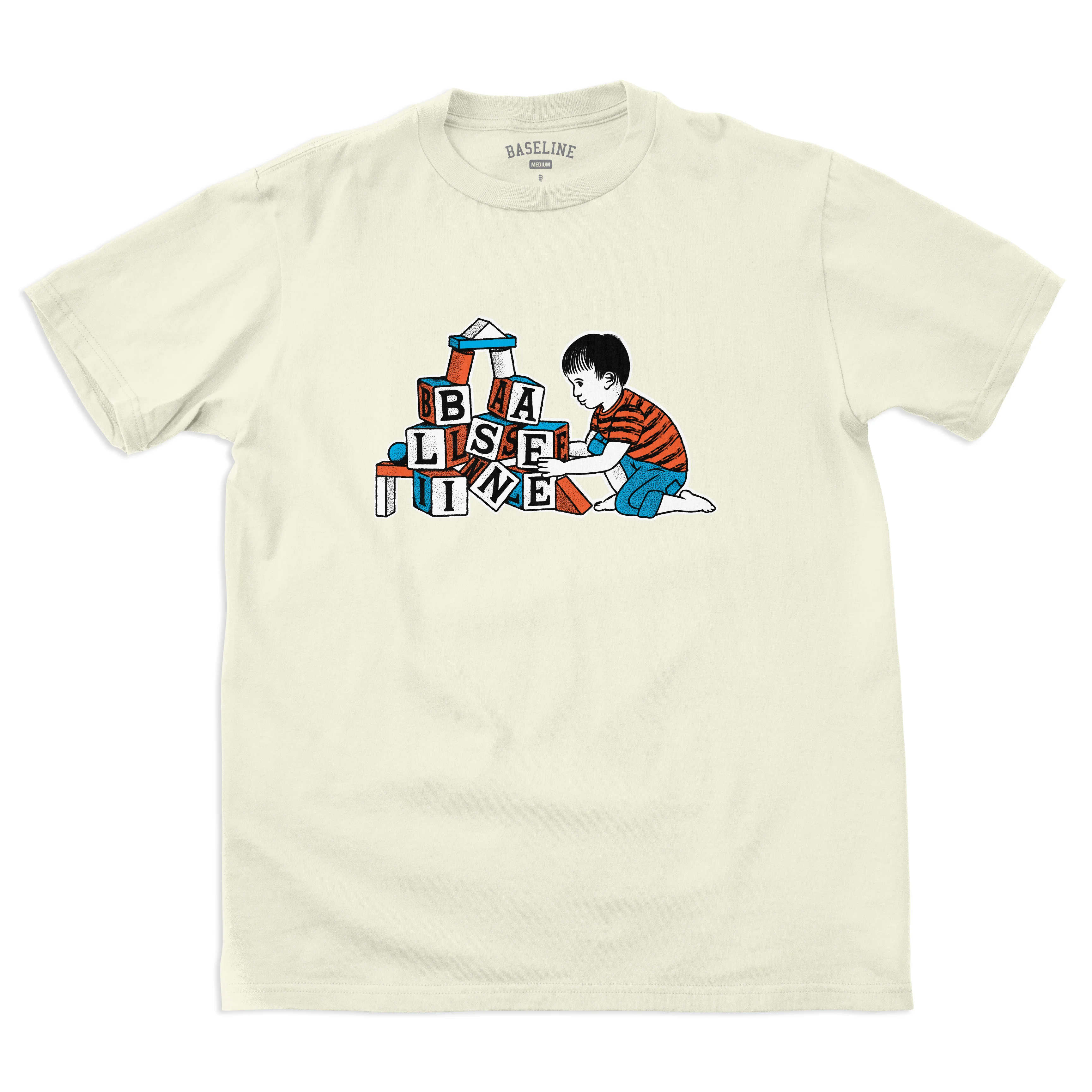 Baseline - Blockhead Tee (Ivory/Red & White)