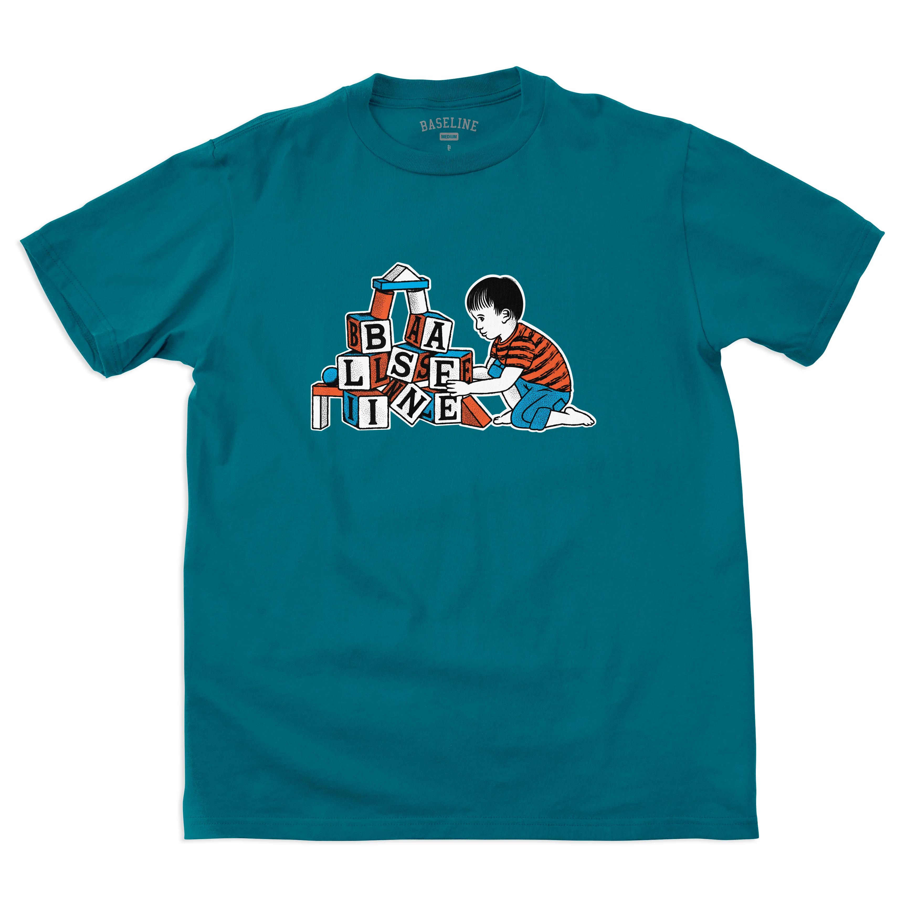 Baseline - Blockhead Tee (Oceanic/Red & Blue)
