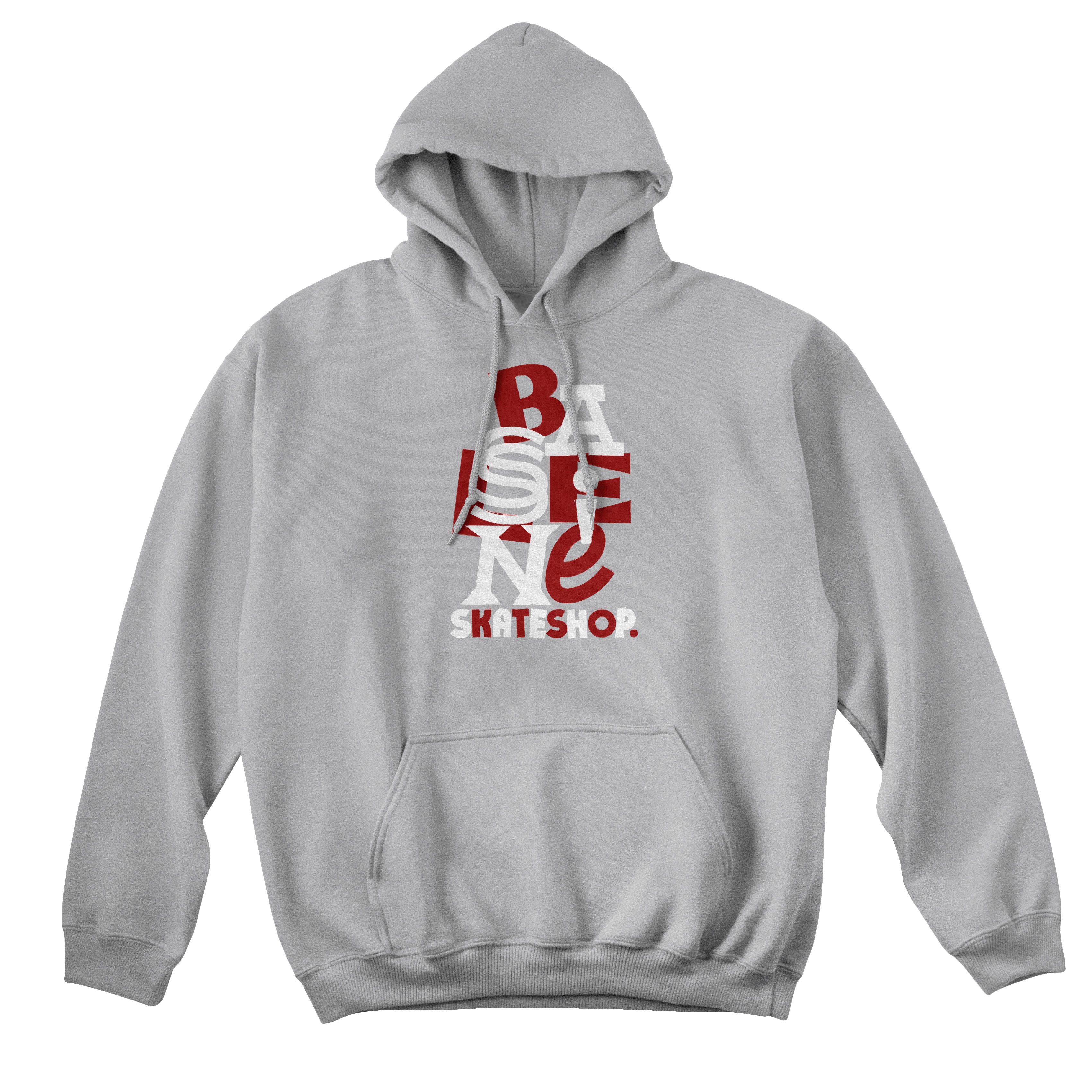 Baseline - New Stacked Logo Hood (Grey Melange/Red & White)