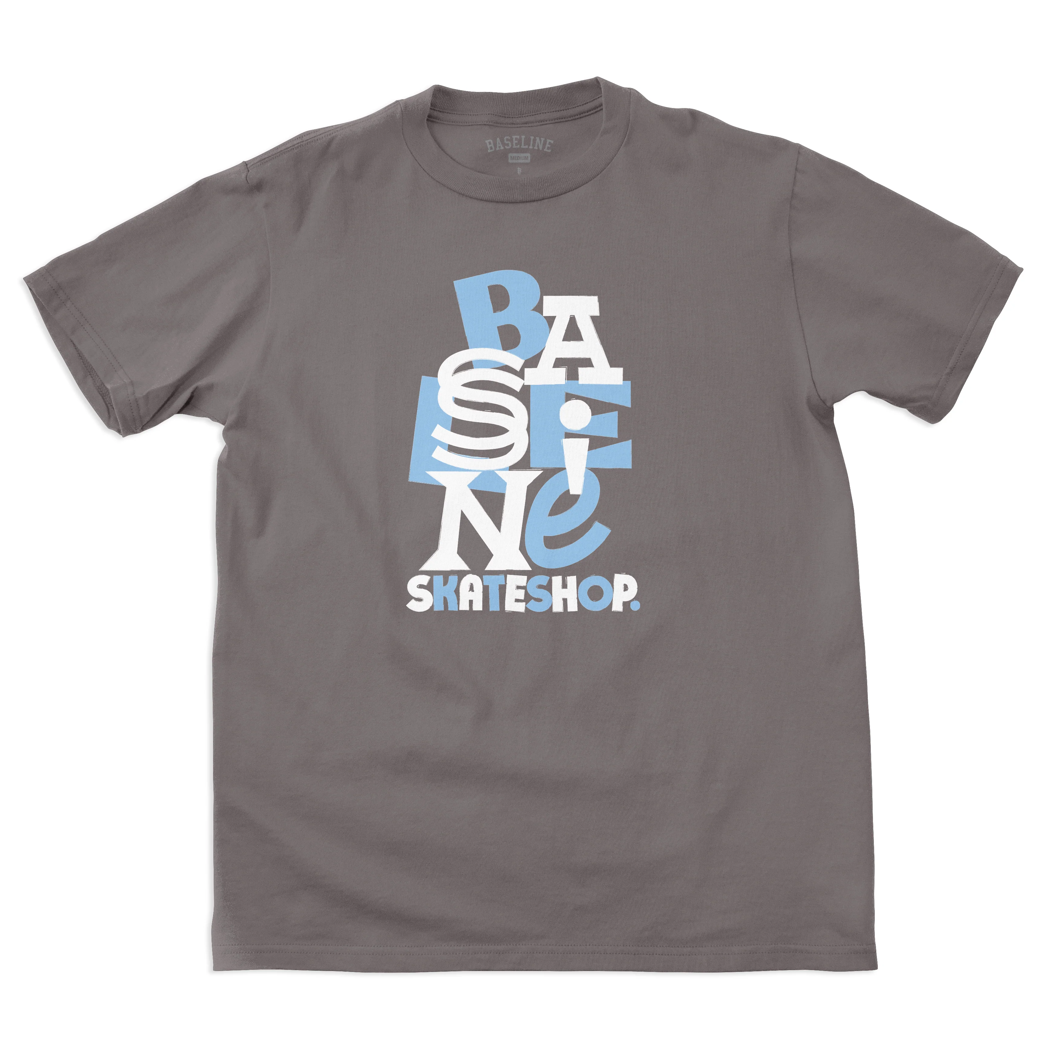 Baseline - New Stacked Logo Tee (Charcoal/Blue & White)