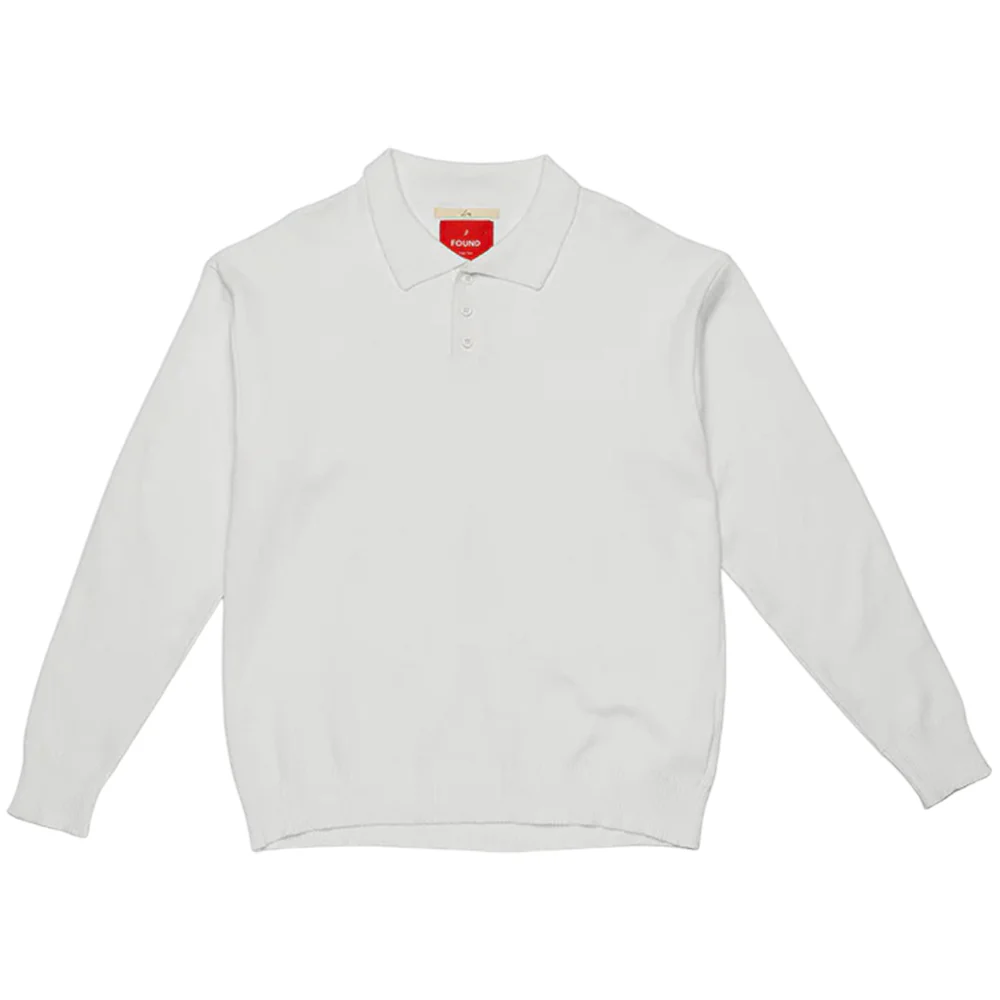 Found - Knitted Polo LS Tee (White)