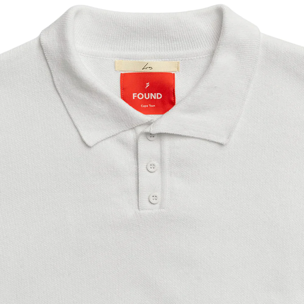 Found - Knitted Polo LS Tee (White) - Image 2