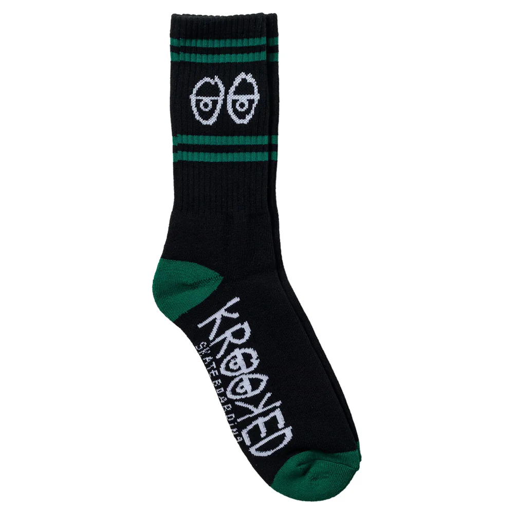 Krooked - Eyes Embroidered Socks (Black/Green/White)