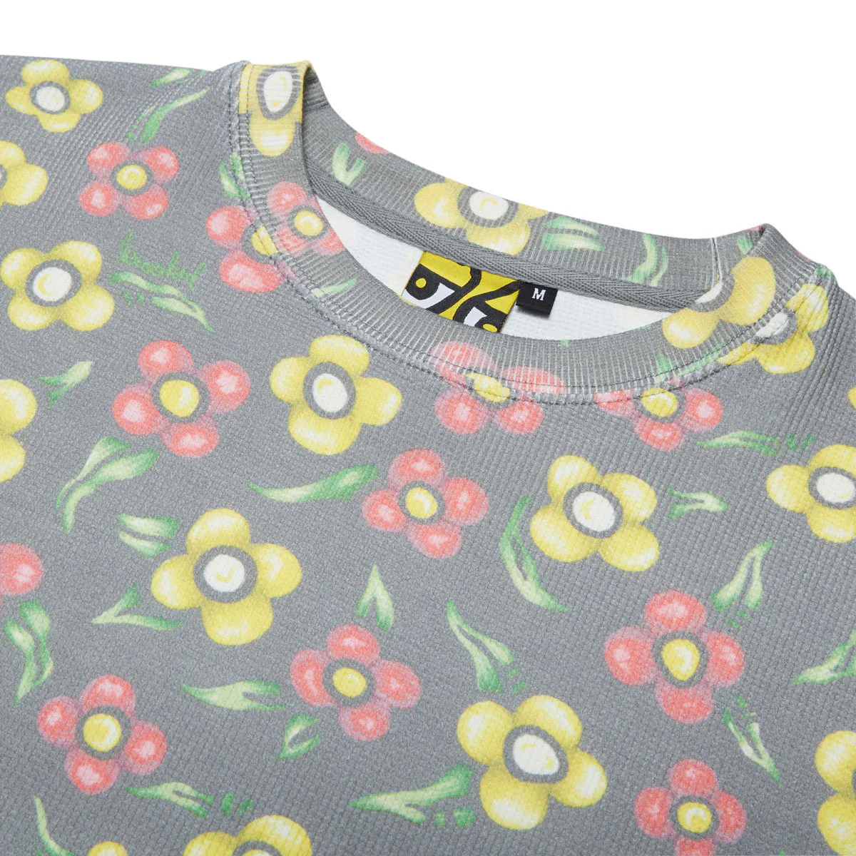 Krooked - Painted Flowers Waffle Knit Crewneck (Multi) - Image 3