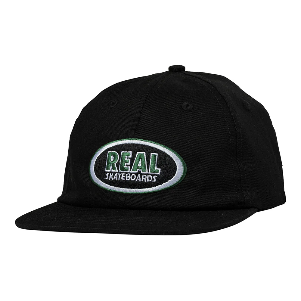 Real - Oval Embroidered Adjustable Strapback (Black)